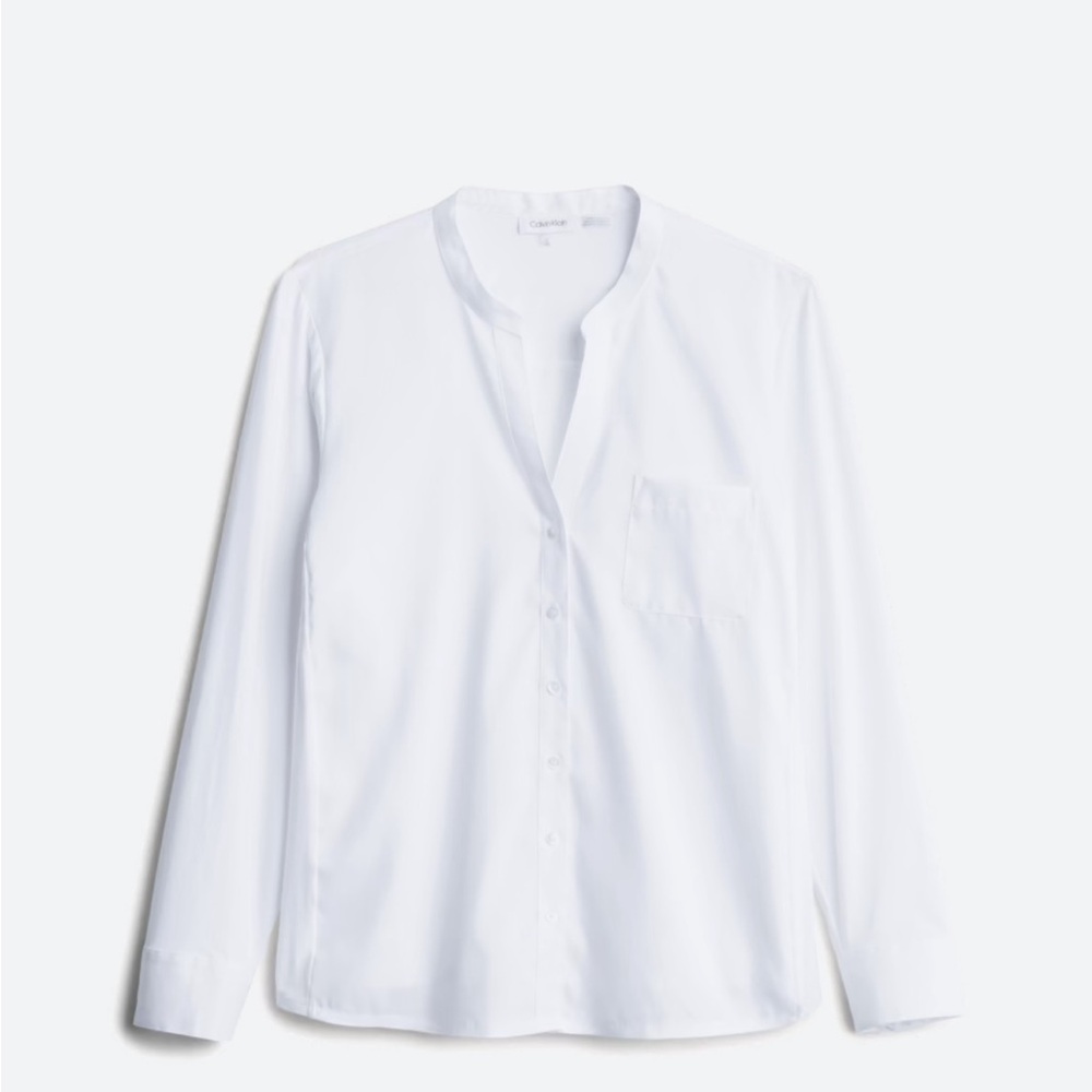Calvin Klein Cotton Down Knit Back White Non-Iron Top 1X